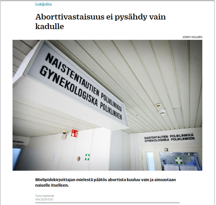 Aborttivastaisuus ei pysähdy vain kadulle